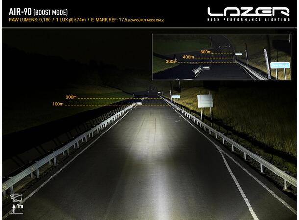LAZER AIR-90 Fjernlys LED-bar m/parklys og varsellys, 8 LED, 411mm 