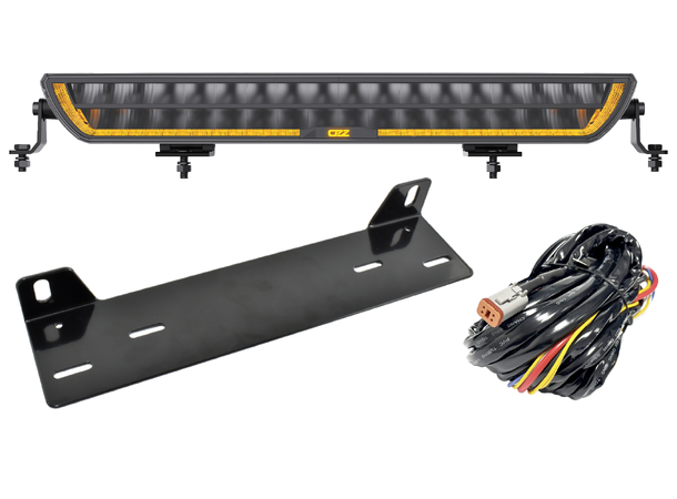 Fjernlyspakke med OZZ DRB1 P20" (sort), brakett og ledningsnett 