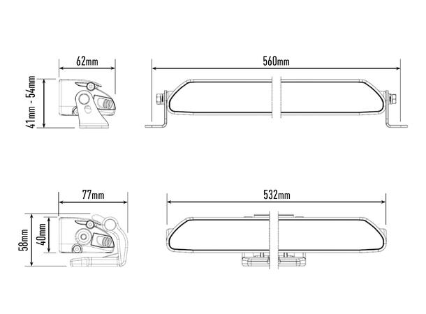 LAZER LED-bar Elite Combo 532 mm, 18 LED fjernlys 