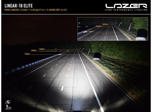 LAZER LED-bar Elite Combo 532 mm, 18 LED fjernlys 
