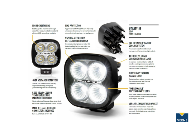 LAZER UTILITY25 arbeidslys 25W, 4 LED, 3016 lumen 