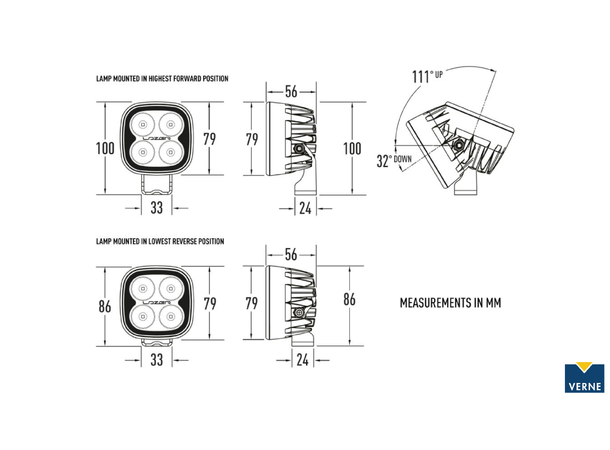 LAZER UTILITY25 arbeidslys 25W, 4 LED, 3016 lumen 