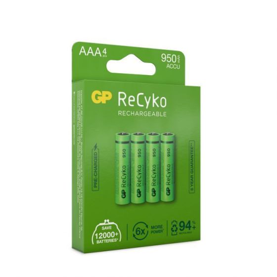 Oppladbare AAA batteri GP ReCyko 950mAh 4 pk.