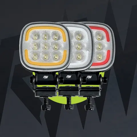 RAW TRIO arbeidslys m/parklys rødt/hvit/gult parklys, 5220 lm, 45W