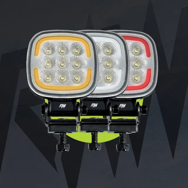 RAW TRIO arbeidslys m/parklys rødt/hvit/gult parklys, 5220 lm, 45W 