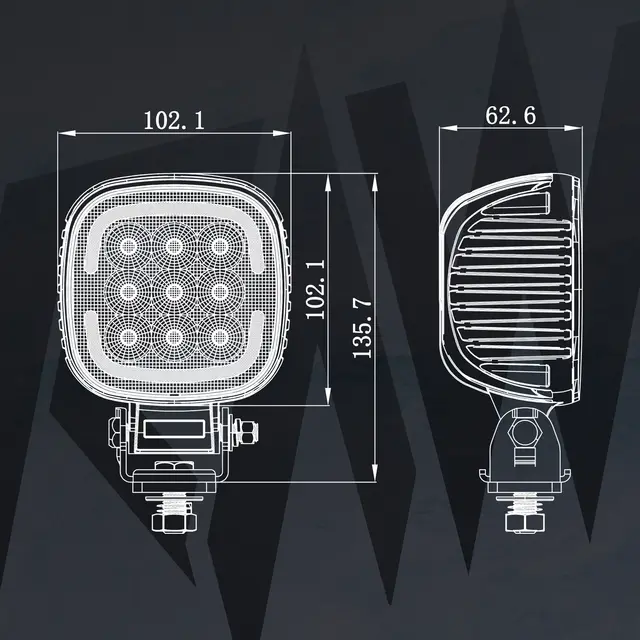 RAW DUO arbeidslys m/varsellys 103mm 5220 lm, 45W 