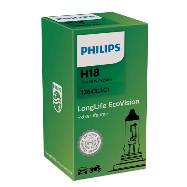 PHILIPS lyspære H18 65w 12v longe life 