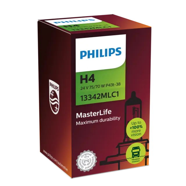 PHILIPS lyspære H4 24v master life 