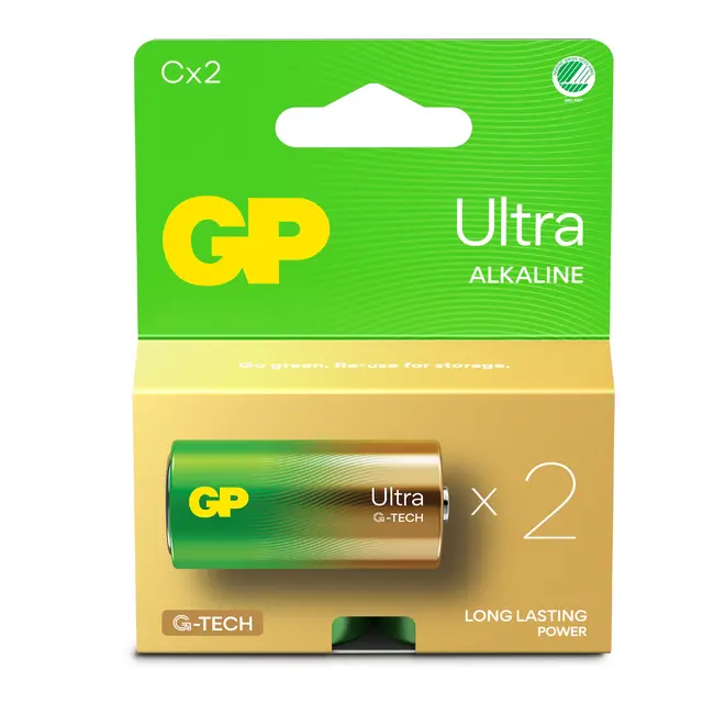 BATTERI C/LR14 GP ULTRA+ 2PK. 