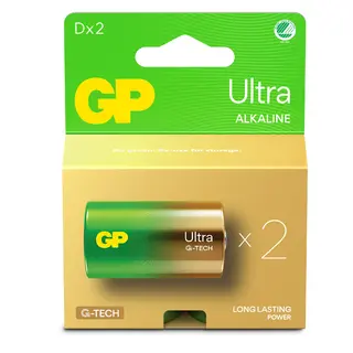 BATTERI LR20 GP ULTRA+ 2PK.