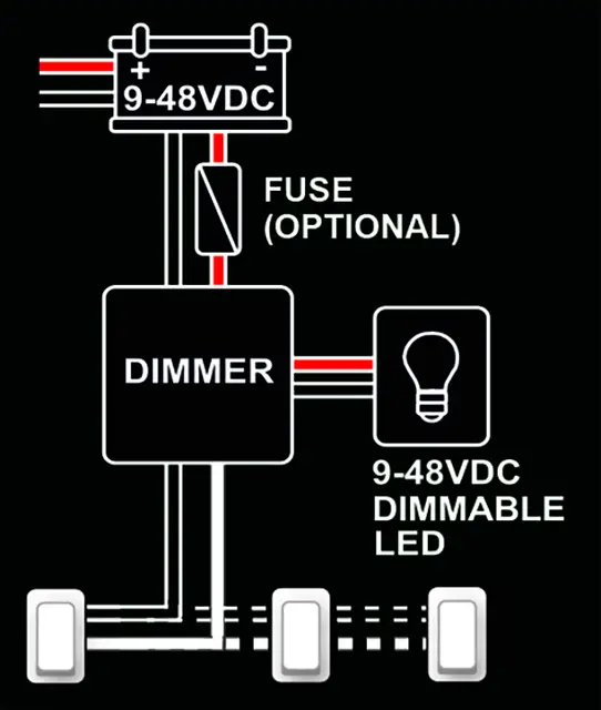 LED dimmer 9-48 Volt 96W sort 