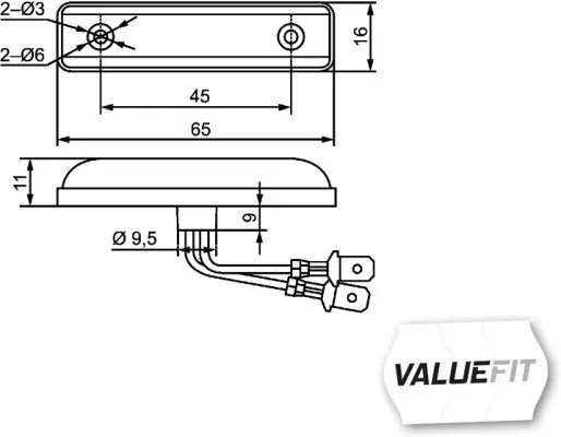 HELLA Sidemarkeringslykt LED 12V Gul 