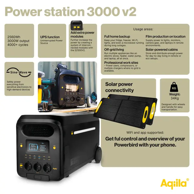AQIILA POWERBIRD S3000V2  powerstation 3000W kontinuerlig effekt 