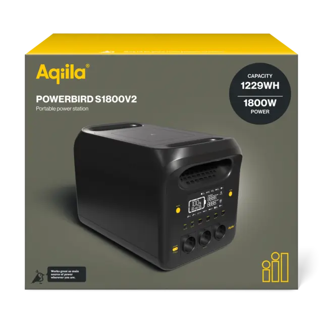 AQIILA POWERBIRD S1800V2 powerstation 1800W kontinuerlig effekt 