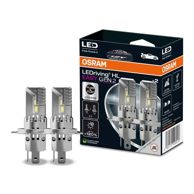 OSRAM H4/H19 2x25W 12V 1500/1850lm 6500K Osram LEDriving HL Easy 