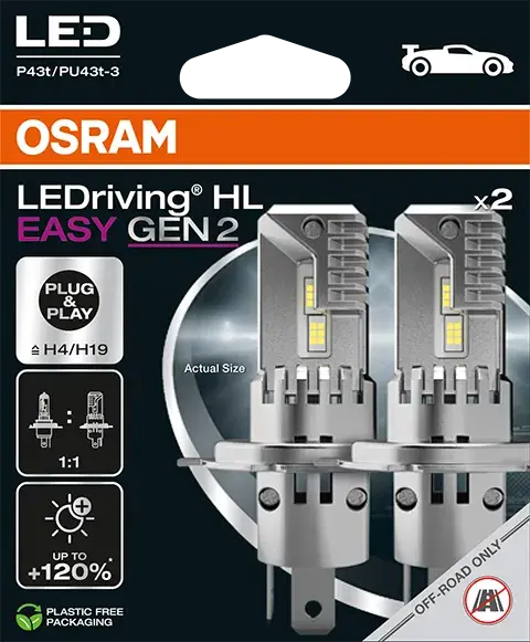 OSRAM H4/H19 2x25W 12V 1500/1850lm 6500K Osram LEDriving HL Easy 