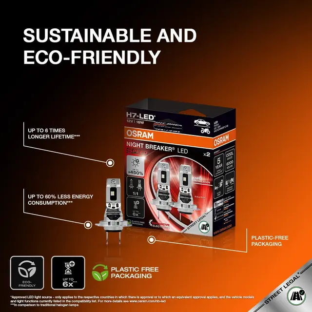 OSRAM H4 14W/14W 12V 1600lm/1000lm 6000K Osram LEDriving Night Breaker SPEED+450% 