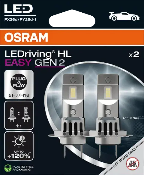 OSRAM H7/H18 16W 12V 2000lm 6500K Osram LEDriving HL Easy 