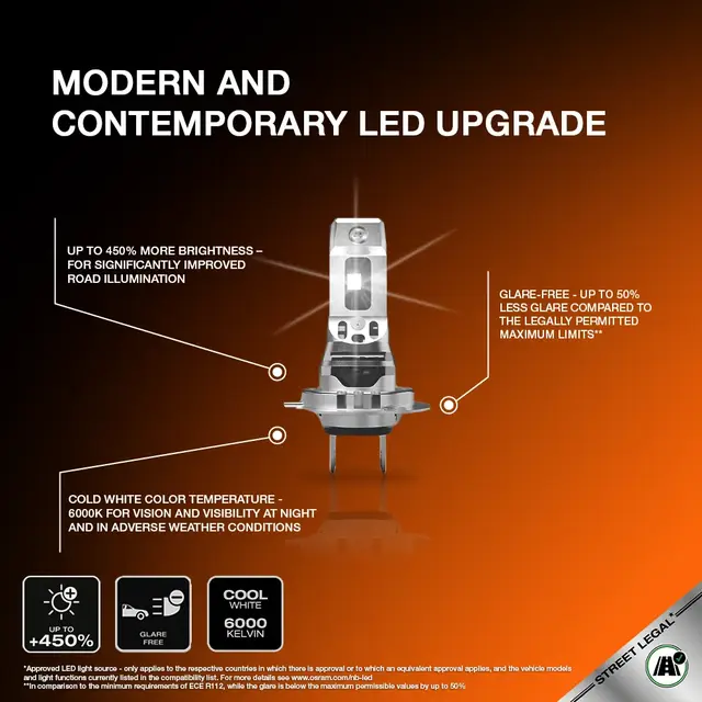OSRAM H7 16W 12V 1550lm 6000K Osram LEDriving Night Breaker SPEED+450% 