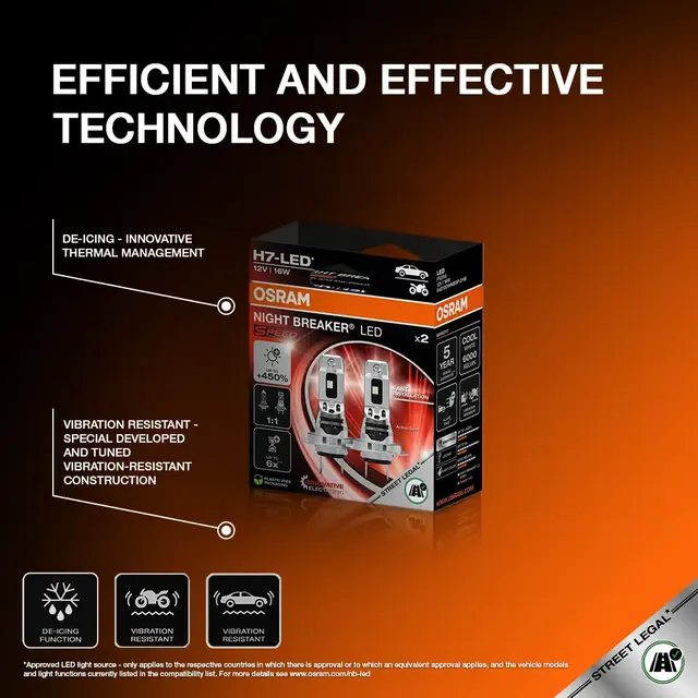 OSRAM H7 16W 12V 1550lm 6000K Osram LEDriving Night Breaker SPEED+450% 