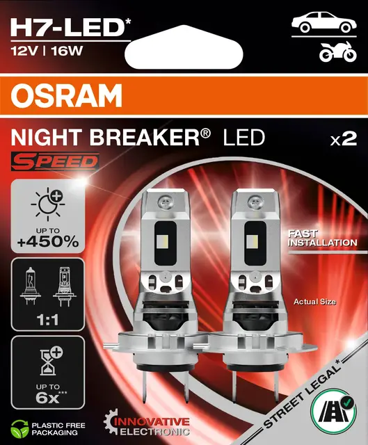 OSRAM H7 16W 12V 1550lm 6000K Osram LEDriving Night Breaker SPEED+450% 