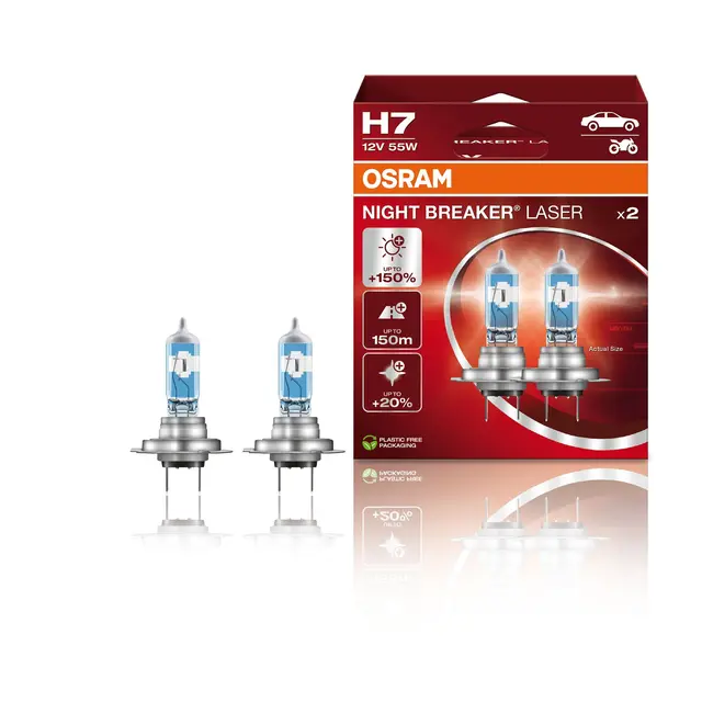 OSRAM H7 55W 12V PX26D Osram Night Breaker Laser +150% 