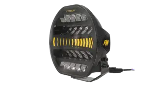 RAW CARBON fjernlys 9" m/dynamisk gult el. hvitt parklys, 170W