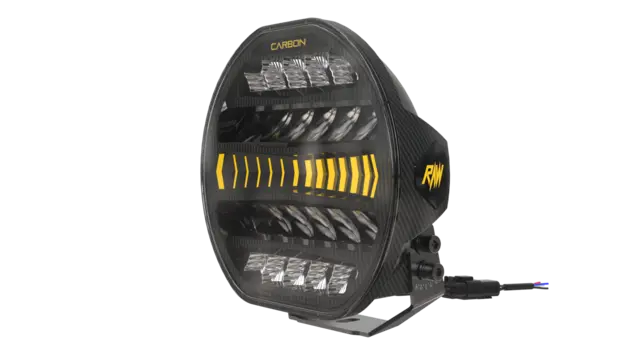 RAW CARBON fjernlys 9" m/dynamisk gult el. hvitt parklys, 170W 