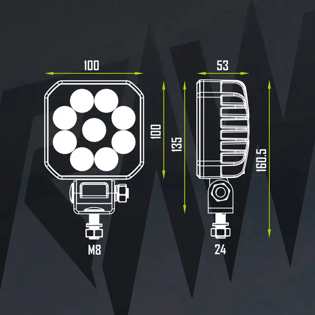 RAW NOVO arbeidslys 100mm 5400 lm, 54W 