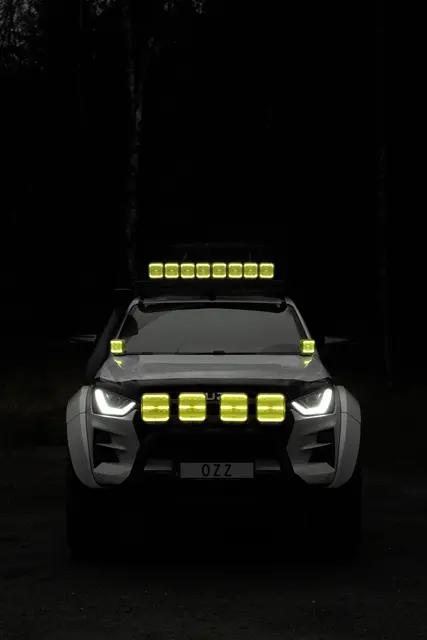 OZZ SQR 5" fjernlys Hvit m/hvitt eller oransje parklys 