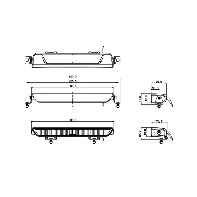 OZZ XB1 15" LED-bar Hvit u/posisjonslys 