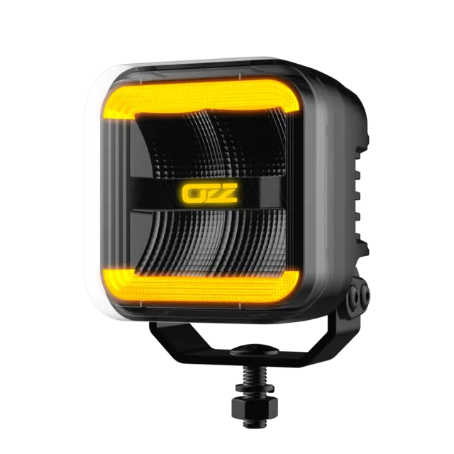 OZZ SQR 3" arbeidslys Sort m/varsellys R65 