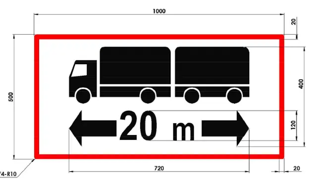 Skilt Lang last +20m 100x50cm 