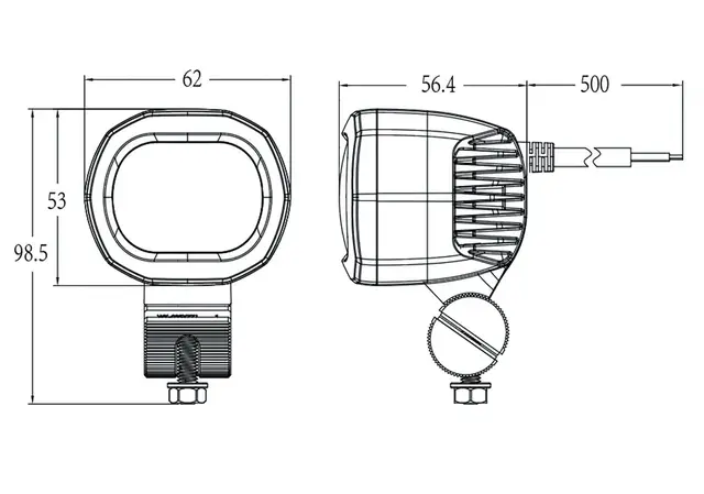 Led trucklampe med rød stripe 12/24v 