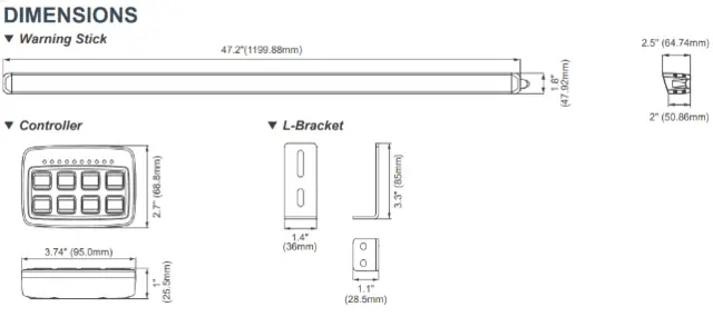 LYSBJELKE 8 LED M/KONTROLLPANEL 