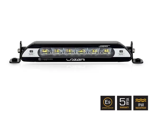 LAZER LED-bar Elite+ 232mm, 6 LED fjernlys m/hvit og gult lys 