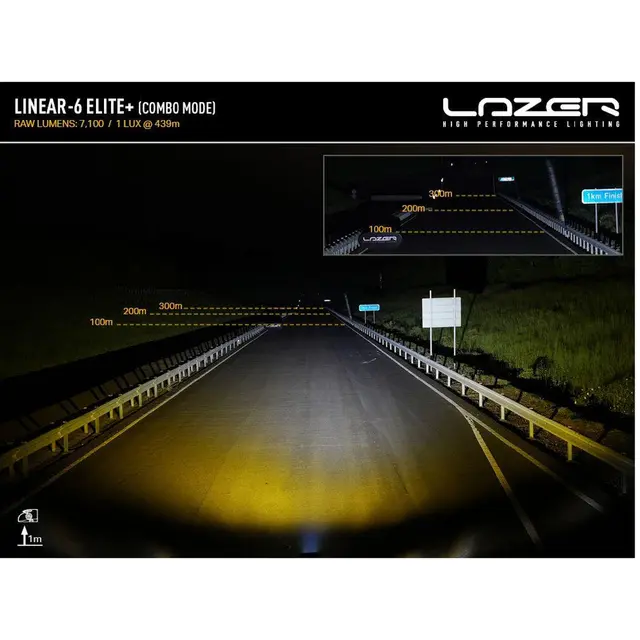 LAZER LED-bar Elite+ 232mm, 6 LED fjernlys m/hvit og gult lys 