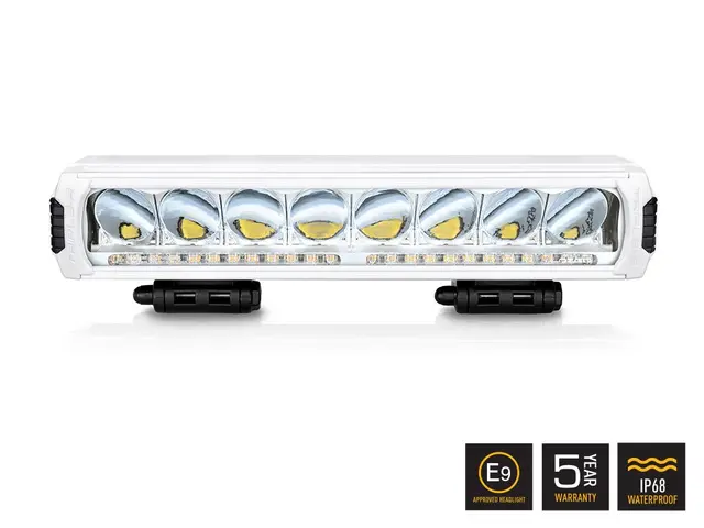 LAZER TR1000 LED-bar fjernl. m/varsellys 410mm, 8 LED, hvit utgave 
