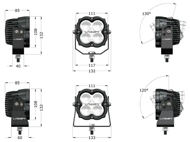 LAZER Utility 45w LED SLIM arbeidslys 4 LED, 4560 lumen 